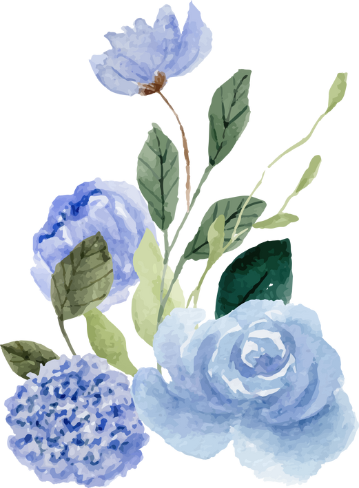 blue floral watercolor